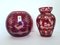 Vases Bohème Rouge Rubin avec Motif Forêt, Set de 2 1