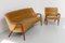 Danish Modern Banana Sofa and Chair by Kurt Olsen for Slagelse Møbelværk, 1950s, Set of 2 3