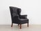 Danish Black Leather Armchair, 1970s 8