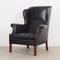 Danish Black Leather Armchair, 1970s, Image 1