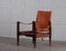 Cognac Brauner Safari Chair aus Leder, Kaare Klint zugeschrieben, 1950er 5