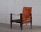 Cognac Brown Leather Safari Chair attributed to Kaare Klint, 1950s 5