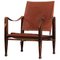 Cognac Brauner Safari Chair aus Leder, Kaare Klint zugeschrieben, 1950er 1