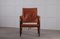 Cognac Brauner Safari Chair aus Leder, Kaare Klint zugeschrieben, 1950er 7