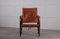 Cognac Brown Leather Safari Chair attributed to Kaare Klint, 1950s 7