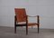 Cognac Brown Leather Safari Chair attributed to Kaare Klint, 1950s 2