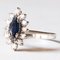Vintage 18k White Gold Daisy Ring with Sapphire and Diamonds, 1970s 2