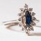 Vintage 18k White Gold Daisy Ring with Sapphire and Diamonds, 1970s 7