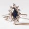 Vintage 18k White Gold Daisy Ring with Sapphire and Diamonds, 1970s 1