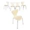 Danish Modern White Chairs of Series 7 attributed to Arne Jacobsen for Fritz Hansen, 1970s, Set of 5, Image 1