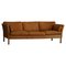 Dänisches Mid-Century Stouby 3-Sitzer Sofa aus cognacbraunem Leder, 1970er 1