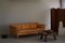 Sofá de tres plazas Stouby danés Mid-Century de cuero marrón coñac, años 70, Imagen 3