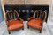 Cognac Leather and Wood Armchairs, 1960s, Set of 2 7