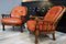 Cognac Leather and Wood Armchairs, 1960s, Set of 2 3