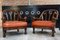 Cognac Leather and Wood Armchairs, 1960s, Set of 2 8