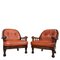 Cognac Leather and Wood Armchairs, 1960s, Set of 2, Image 1