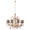 Large Burnished 8-Light Chandelier with Lampshades, 1990s 1