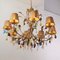 Large Burnished 8-Light Chandelier with Lampshades, 1990s 4