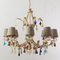 Large Burnished 8-Light Chandelier with Lampshades, 1990s 6
