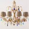 Large Burnished 8-Light Chandelier with Lampshades, 1990s 2