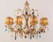 Large Burnished 8-Light Chandelier with Lampshades, 1990s 8
