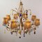 Large Burnished 8-Light Chandelier with Lampshades, 1990s 10