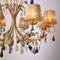 Large Burnished 8-Light Chandelier with Lampshades, 1990s 5