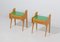 Italian Bedside Tables in Oak with Green Glass Top, 1950s, Set of 2 6