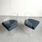 Vintage Acrylic Glass and Blue Leatherette Barrel Armchairs, 1970s, Set of 2, Image 8