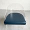 Vintage Acrylic Glass and Blue Leatherette Barrel Armchairs, 1970s, Set of 2 4