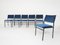 Vintage Metal Stacking Chairs in Blue Velvet, the Netherlands, 1960s, Set of 6, Image 2