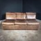 Mid-Century Modular Sofa in Dark Brown Leather, Set of 3 1