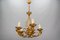 Lámpara de araña italiana Hollywood Regency de metal dorado, años 70, Imagen 4