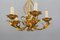 Italian Hollywood Regency Style Five-Light Chandelier in Gilt Metal, 1970s, Image 5