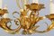 Lampadario a cinque luci in stile Hollywood Regency in metallo dorato, Italia, anni '70, Immagine 8