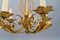 Lampadario a cinque luci in stile Hollywood Regency in metallo dorato, Italia, anni '70, Immagine 7