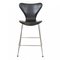 Tabouret de Bar en Cuir Noir par Arne Jacobsen pour Fritz Hansen 1