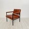 Mid-Century Lounge Chair in Brown Leather and Metal Base, 1960s, Image 1