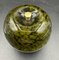 Murano Glass Apple Shaped Covered Bowl in Khaki Green with White Dots and Metal Gilded Holder from Cenedese 2