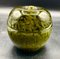 Murano Glass Apple Shaped Covered Bowl in Khaki Green with White Dots and Metal Gilded Holder from Cenedese 7