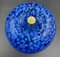 Murano Glass Apple Shaped Covered Bowl in Blue with White Dots and Metal Gilded Holder from Cenedese 3