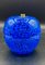 Blaue Schale in Apfelform aus Muranoglas mit weißen Punkten und vergoldetem Metallhalter von Cenedese 2