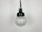 Industrial Bakelite Pendant Light with Ribbed Glass, 1970s 2