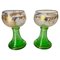 Wine Glasses in Green Gilt Color, France, 1940s, Set of 2 3