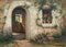 French Stone Cottage Building & Interior, Early 20th Century, Oil, Framed 12