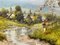 Laszlo Neogrady, escena del río de la aldea de campo con flor de árbol, figura y gansos, 1925, pintura, enmarcado, Imagen 10