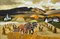 Desmond Kinney, Landscape of Horses in Cornfield in Warm Colours, 1995, Painting, Framed 7