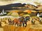 Desmond Kinney, Landscape of Horses in Cornfield in Warm Colours, 1995, Painting, Framed, Image 3