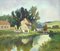 Georges Charles Robin, Dipinto a olio con paesaggio fluviale impressionista del XX secolo di artista moderno francese, 1950, Immagine 2