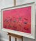 Angela Wakefield, Abstract Turquoise & Red Flowers on Pink Background, 2021, Acrylic, Framed 7